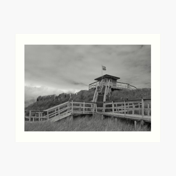 Lifeguard Station Rossnowlagh Donegal bw Art Print