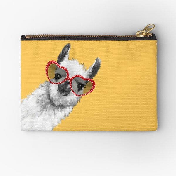 Fashion Hipster Llama with Glasses Zipper Pouch