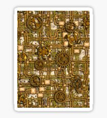 Steampunk Panel, Gears and Pipes - Brass Sticker