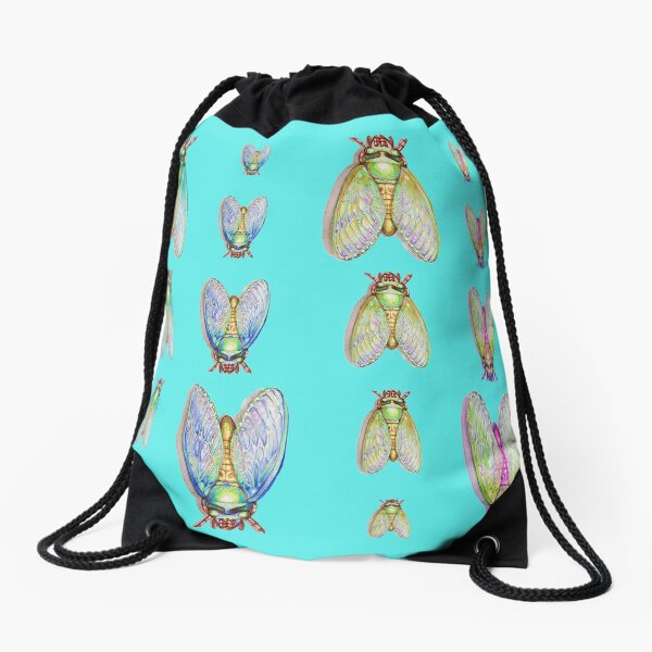 Cicada swarm Drawstring Bag