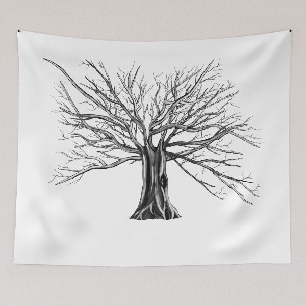 Item preview, Black and white tree paint designed and sold by Taidundua.