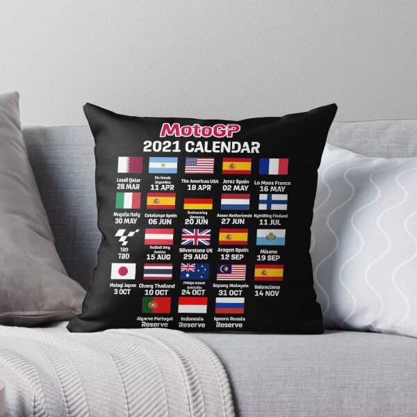 MotoGP 2021 Season Calendar Throw Pillow