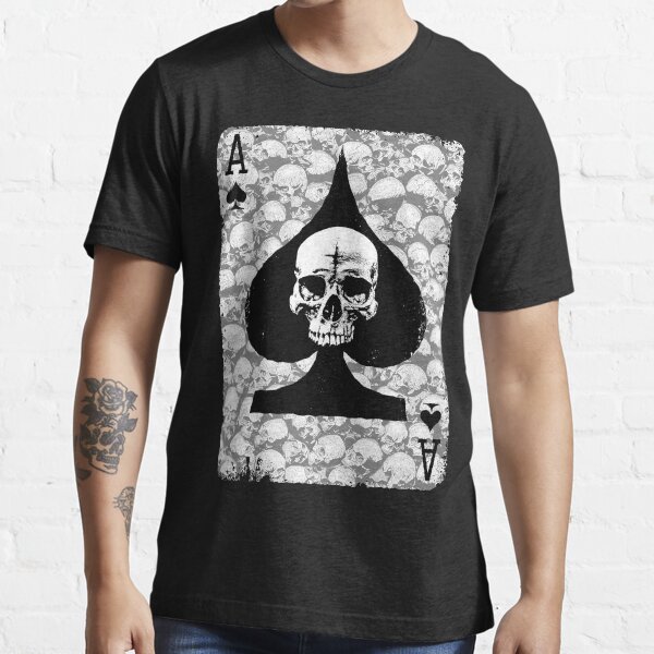 "Vintage Ace Of Spades Gambler Goth Dead Skull Playing Card" Tshirt