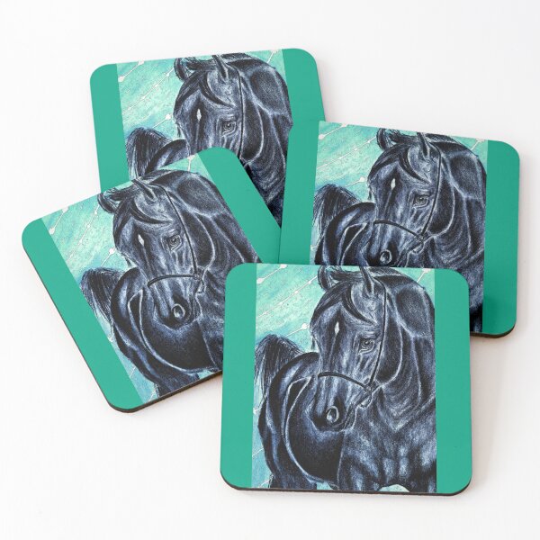 Item preview, Arabian horse sketch blue background designed and sold by horseaddicted.