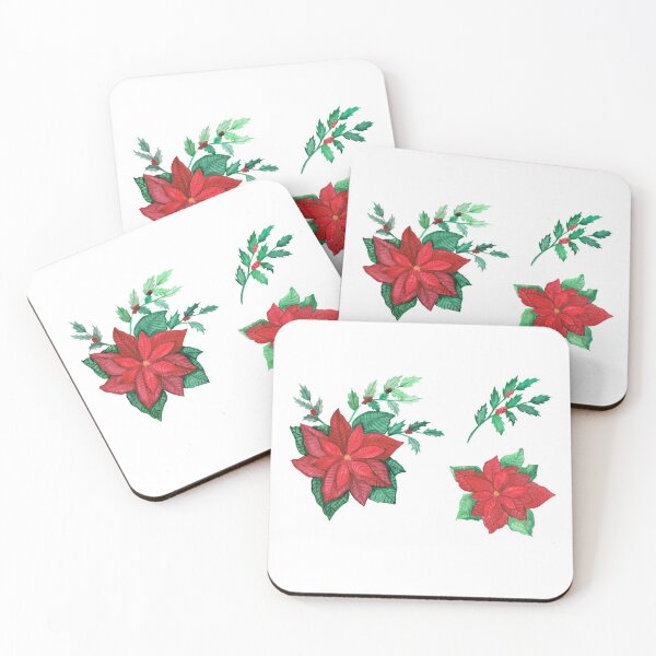 Item preview, Red Christmas Flowers - Poinsettias and Holly Sticker Pack Watercolor designed and sold by MarssyMT.