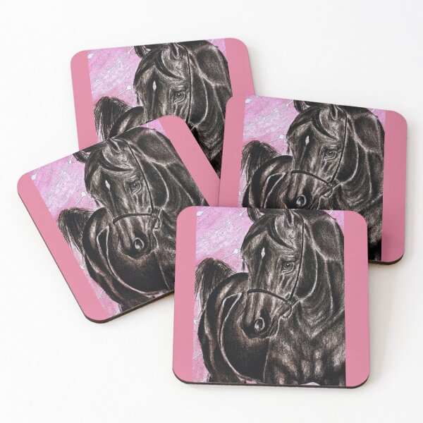 Item preview, Arabian horse sketch pink background designed and sold by horseaddicted.
