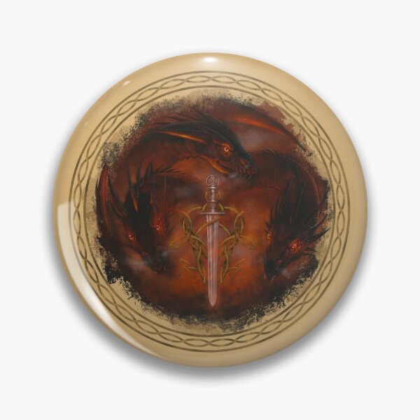 Item preview, Three dragons and celtic sword. Digital painting in antique style. designed and sold by Natalia  Tan.