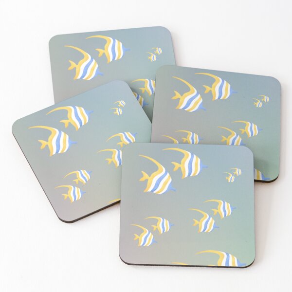 Item preview, Yellow, Blue and White Stripe Fish Pattern designed and sold by Soul-on-groove.