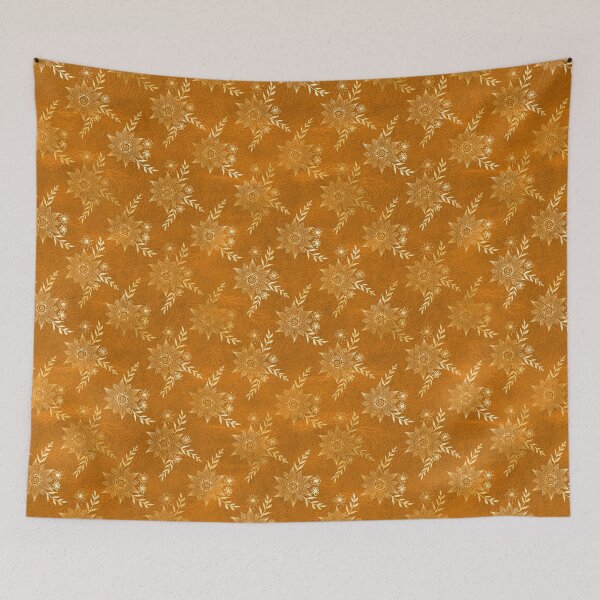 Item preview, Gold Bohemian sunflower design on orange leather designed and sold by AnnieHochmann.