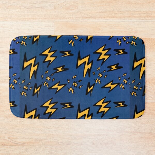 Item preview, Lightning Bolt Yellow Super Hero on Blue Pattern designed and sold by Soul-on-groove.