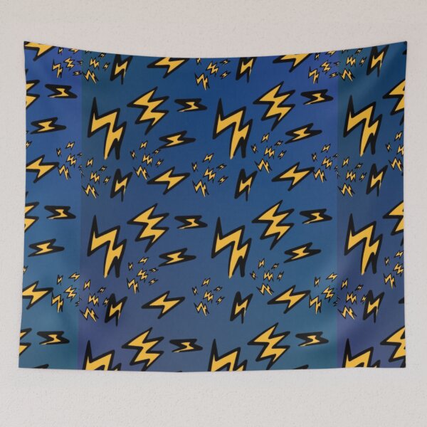 Item preview, Lightning Bolt Yellow Super Hero on Blue Pattern designed and sold by Soul-on-groove.