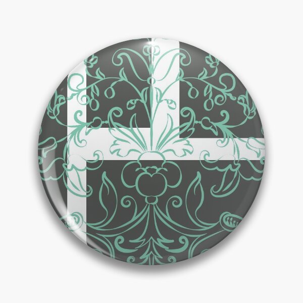 Item preview, Modern grey squares mint green flourish damask element  designed and sold by Lilith-Designs.