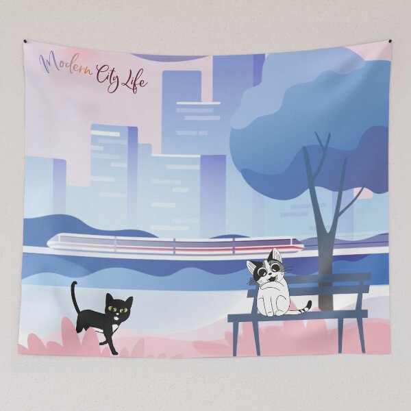 Item preview, Modern City Life - featuring the two cheeky Cats Tipsy & Tapsy. By Cute Kawaii Art. designed and sold by CuteKawaiiArt.