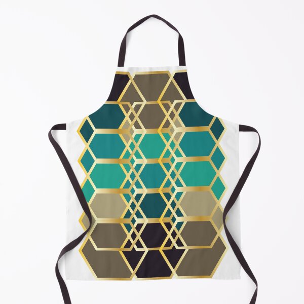 Item preview, Art-deco modern contemporary hexagons shades of blue gold foil designed and sold by Lilith-Designs.
