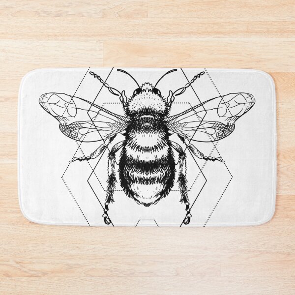 Item preview, Bee drawing, honeycomb of hexagons, symmetrical design, wonderful insect floral buzz designed and sold by Mariuki Flow.