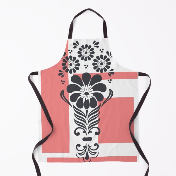 Item preview, Pink squares black flowers and leaves designed and sold by Lilith-Designs.