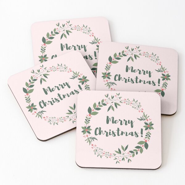 Item preview, Merry Christmas Baby Pink Leafy Wreath designed and sold by Wanderior.