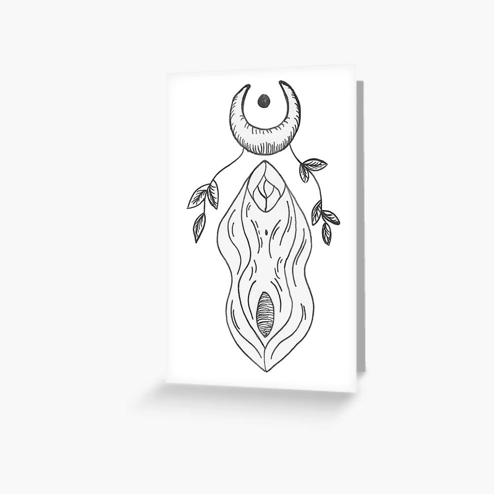 Tarjetas de felicitación con la obra «Brujas luna vulva en blanco y negro»  de Nova Theimer | Redbubble