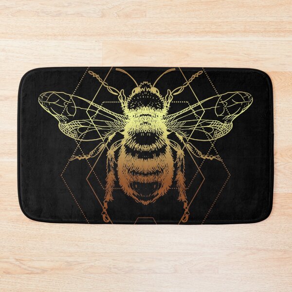 Item preview, Golden bee drawing, honeycomb of hexagons, symmetrical design, floral hum of the wonderful insect designed and sold by Mariuki Flow.
