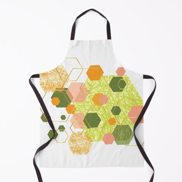 Item preview, Green, orange, lemon, dusty pink, olive and gold geometrical hexagons designed and sold by Lilith-Designs.
