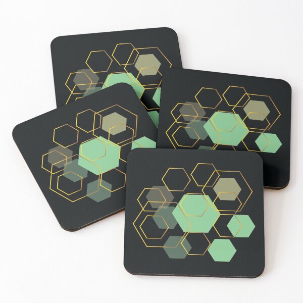 Item preview, Retro style inspired green and gold hexagons designed and sold by Lilith-Designs.