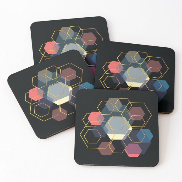 Item preview, Retro style inspired blue and red hexagons  designed and sold by Lilith-Designs.