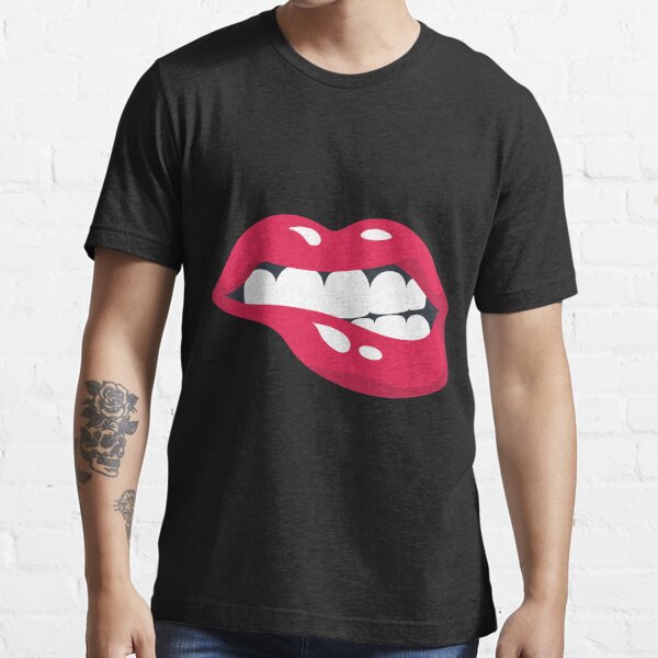 Red Lips Lip Biting Sexy Lips T Shirt For Sale By Olga Boat Redbubble Kiss T Shirts