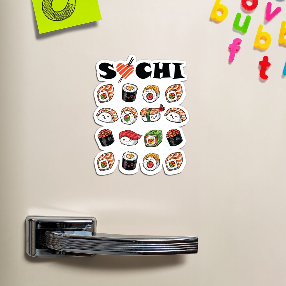 I love suchi. Sushi and Rolls are my Favorite food. Cute little faces.  Magnet for Sale by all4oryou