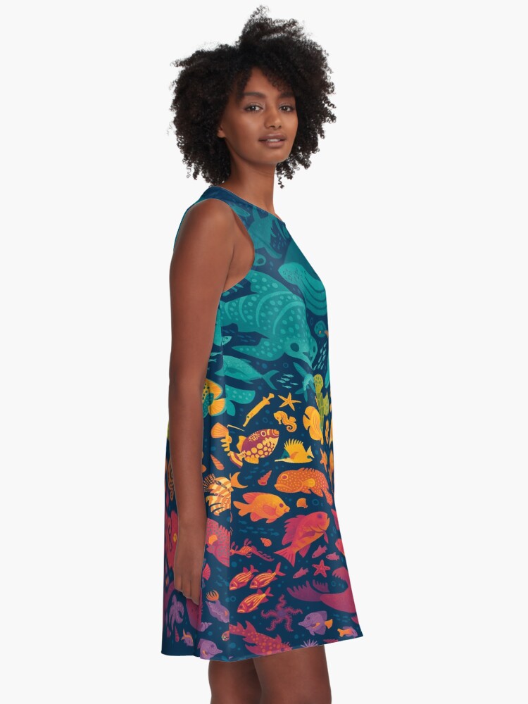 Alternate view of Aquatic Spectrum 2 A-Line Dress