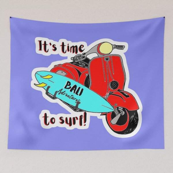 Item preview, Bali adventures - It's time to surf! on blue designed and sold by LittleAngy.