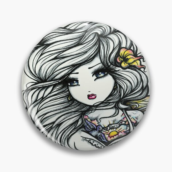 Item preview, Tattooed Beauty Black and White with a Pop of Color designed and sold by hannahlynnart.