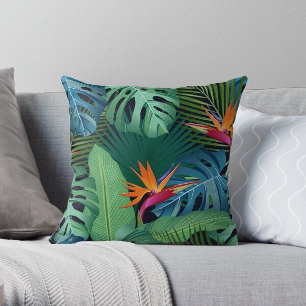 Tropical Birds of Paradise Throw Pillow