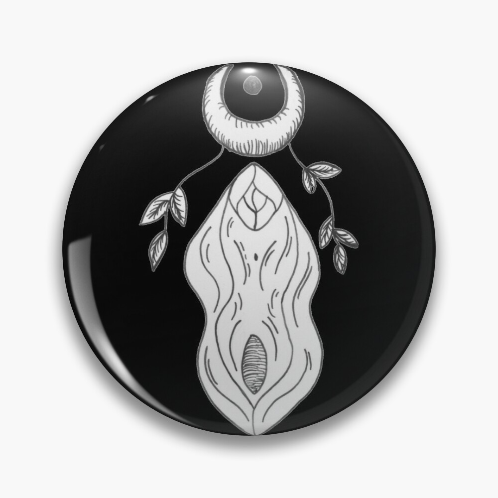 Brujas luna vulva en blanco y negro | Chapa