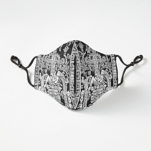 Ancient Astronaut. Pakal, Maya, sarcophagus lid, in Black & White. Fitted 3-Layer