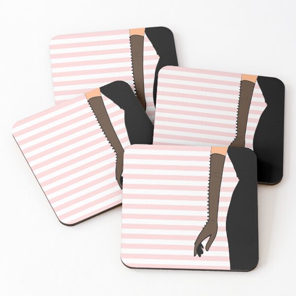 Item preview, Classy Woman In Black with Pink White Stripes designed and sold by Miss Tea Positive.
