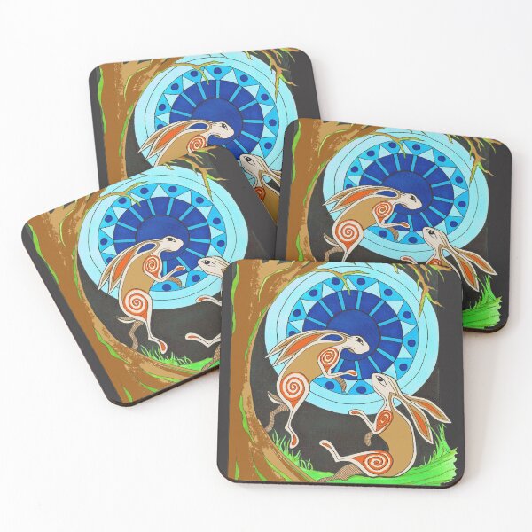 Item preview, Boxing Hares in Moonlight, British Folklore designed and sold by PipistrelleArt.
