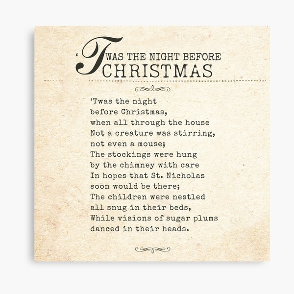 "Twas The Night Before Christmas Poem" Canvas Print by CreativeEmpires