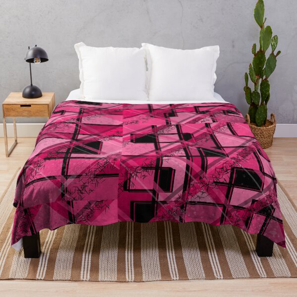 Aperçu de l'œuvre Motif Géographique Abstrait Mod Plaid Rose Chaud créée et vendue par ChromaticAddict.