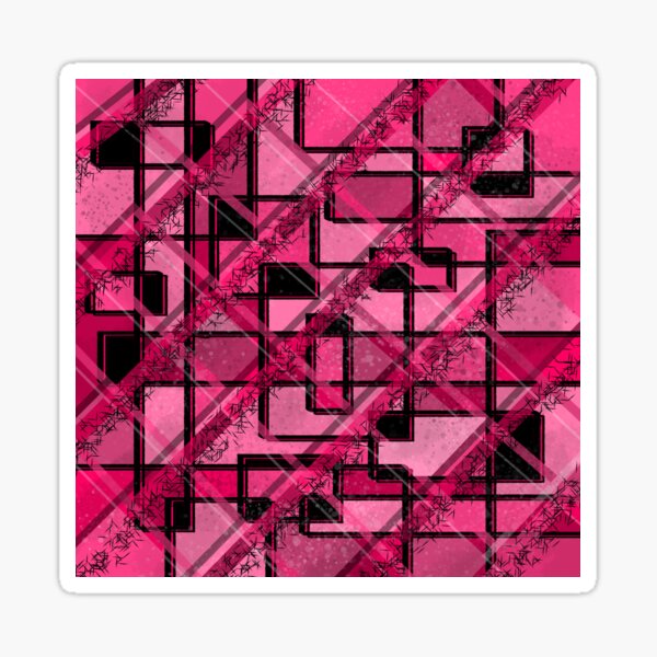 Aperçu de l'œuvre Motif Géographique Abstrait Mod Plaid Rose Chaud créée et vendue par ChromaticAddict.