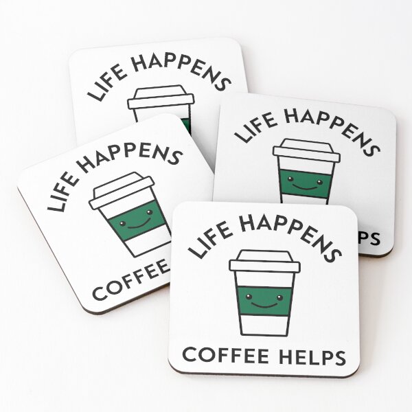Item preview, Life Happens, Coffee Helps | Kawaii Coffee Lover designed and sold by NocturnalEngg.