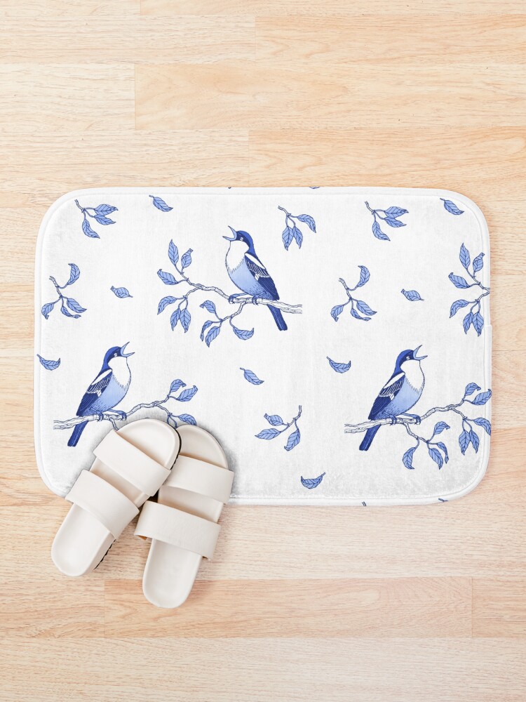 Alternate view of Blue Bird Pattern Bath Mat