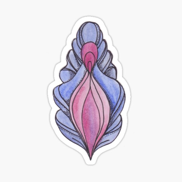 Baroque ornamental vulva in blue & pink Sticker