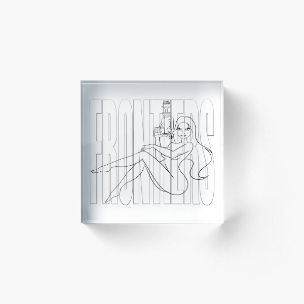 JIL — GHOST LINES ON WHITE "FRONTIERS" Acrylic Block