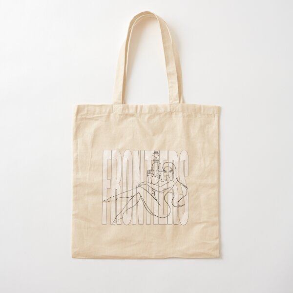JIL — GHOST LINES ON WHITE "FRONTIERS" Cotton Tote Bag