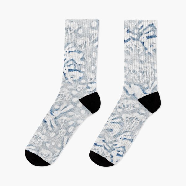 Item preview, HaresSnow Field, Winter Rabbits Bunnies Pattern, White Blue designed and sold by Julia Khoroshikh.