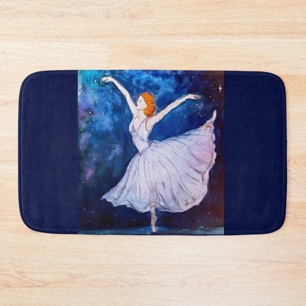 Item preview, Ballerina blue backround watercolor and ink painting designed and sold by horseaddicted.