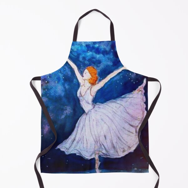Item preview, Ballerina blue backround watercolor and ink painting designed and sold by horseaddicted.