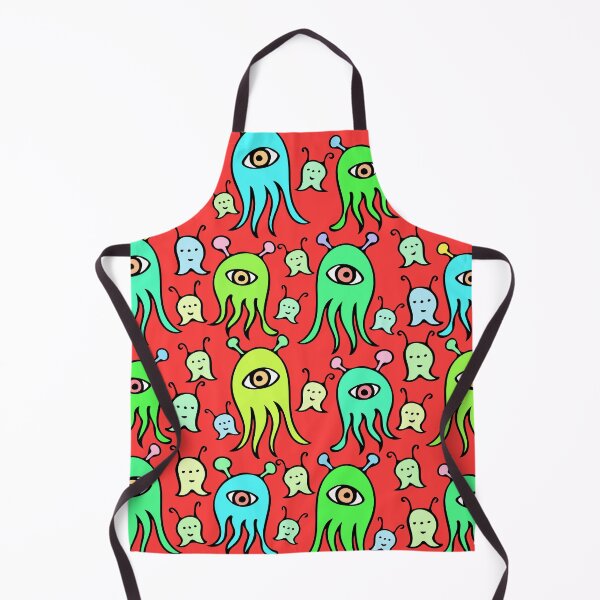 Item preview, One Eyed Monsters and Scary Ghosts Pattern (red) designed and sold by Davey's Designs.