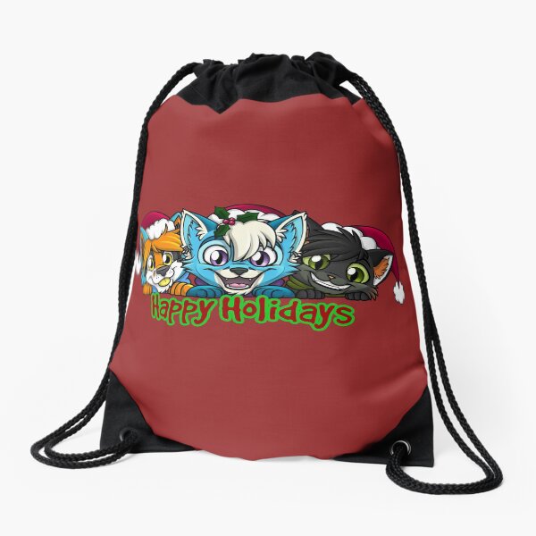 Happy Holidays FoxBox Trio Drawstring Bag