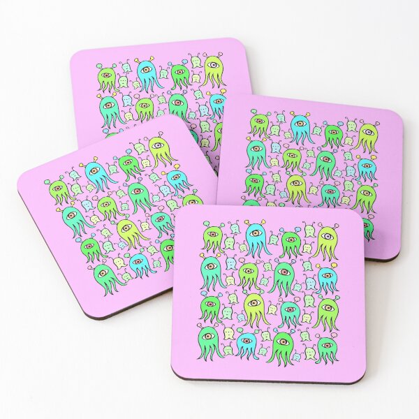 Item preview, One Eyed Monsters and Scary Ghosts Pattern (pink) designed and sold by Davey's Designs.